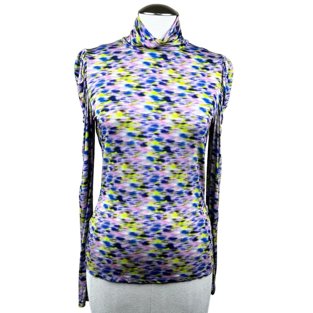 TANYA TAYLOR Women's Abstract Print‎ Turtleneck Long Sleeve Top Size Medium
